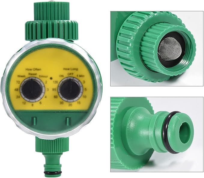 Automatic Irrigation Timer, Green ABS Multi Function Two Dial Automatic Electronic Watering Timer Garden Irrigation Controller for Roof Garden Balcony Villa Garden Outdoor Automatic Sprinkler System