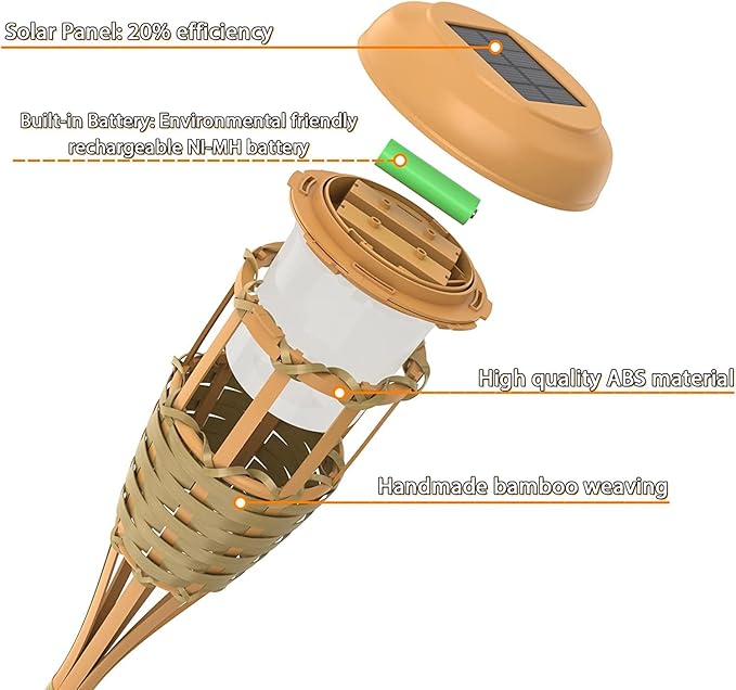 Solar Outdoor Lights, Solar Torch Lights Outdoor Flickering Flame, Outdoor Decorations for Patio Path Yard - 8 Pack
