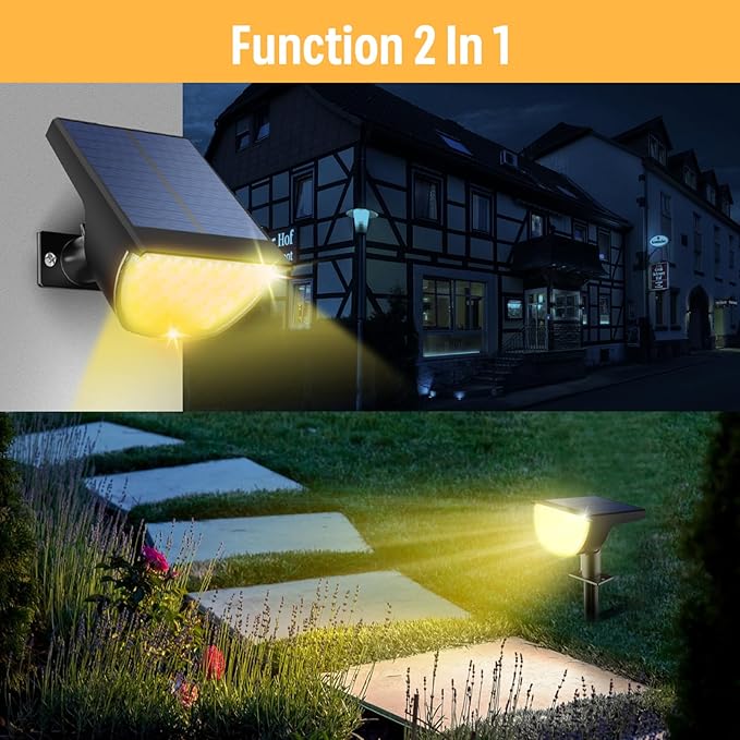 Solar Lights Outdoor Waterproof IP65, 76 LED 3 Lighting Modes Solar Spot Lights Outdoor Yard Garden Landscape Pathway (Warm White, 4 Pack)