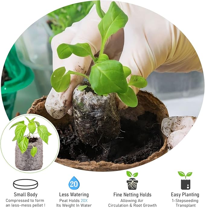 Legigo 100 Pcs 40mm Seed Starter Peat Pellets Pods for Seedlings- Compressed Seed Starting Pellets Seed Starter Pods Plugs Soil Peat Pods for Starting Seeds, Garden Planting Herb Flower Vegetables