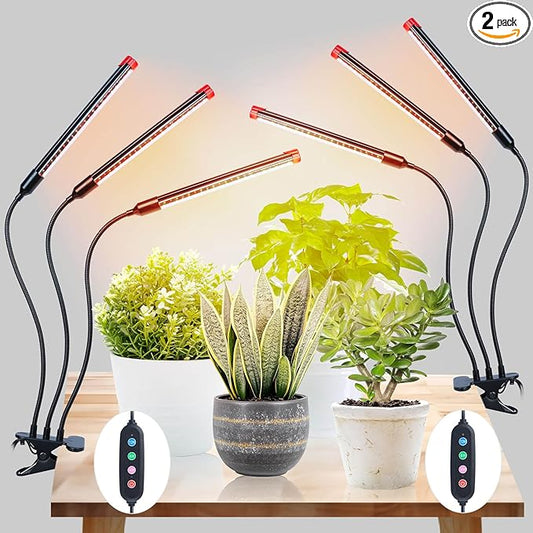 Grow Lights for Indoor Plants Full Spectrum, LED Plant Lights, 3000k/5000k/660nm Full Spectrum Growing Lamps, 126 LED Clip on Plant Growing Lamps for Seed Starting Seedlings Precision Timer 2 Pack