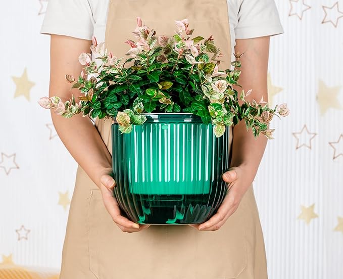 Melphoe 1 Pack Self Watering Hanging Planters Indoor Flower Pots, 8.3 Inch Outdoor Hanging Plant Pot Basket, Plant Hanger with 3Hooks Drainage Holes for Garden Home