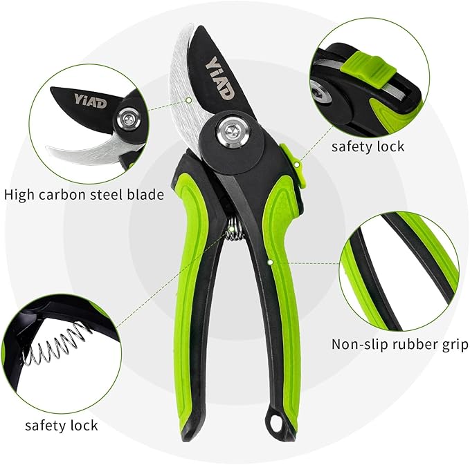 Garden Pruning Shears 2 Pack, 8" Bypass Pruning Shears and 8" Straight Garden Scissors Set, Garden Clippers Handheld, Gardening Tools for Cutting Flowers, Trimming Plants, Picking Fruits