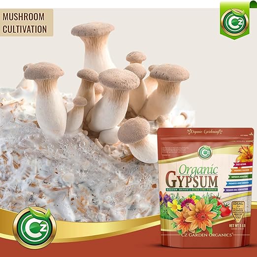 Organic Gypsum Powder 10LB - Made in USA - Calcium Sulfate Dihydrate - Garden Soil Amendment Fertilizer for Lawns, Plants, Mushroom Cultivation. Calcium & Sulfur. Cures Blossom End Rot. OMRI Listed