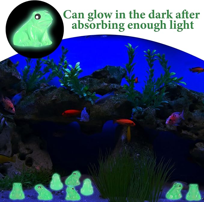 Shappy 140 Pcs Resin Mini Frogs Miniature Figurines Animals Glow in The Dark Tiny Frogs for Garden Landscape Micro DIY Ornament Accessories Home Decor