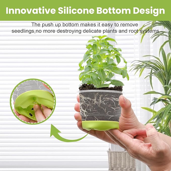 Clear Nursery Pots for Plants,30 Packs Seed Starting Pots 4 inch Plastic Plant Pot Seedling Pots with Drainage Holes Plant Nursery Pots Seed Starting Pot Silicone Base