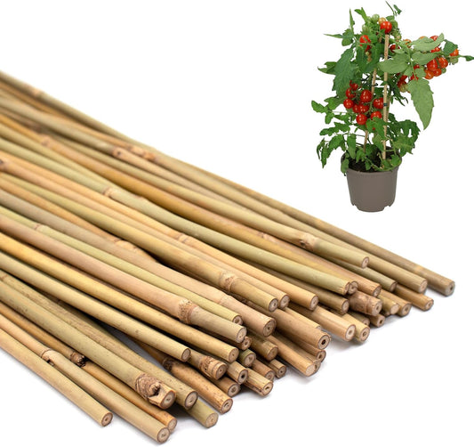 50PCS Plant Stakes,Natural Bamboo Stakes,Garden Stakes for Indoor and Outdoor Plants,POLIUMB Poles Sticks for Tomatoes,Beans,Flowers,Trees Potted and Climbing Plants-18 inches