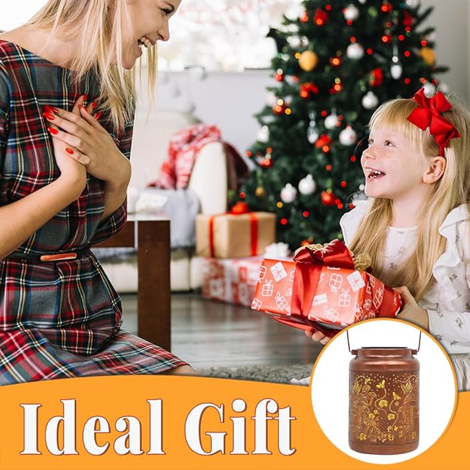 Mushroom Solar Lanterns Outdoor Waterproof Hanging Solar Lights Gifts for Women Mom Metal LED Decorative Lantern for Yard Patio Pathway,Porch，Landscape,Lawn Garden Decor for Outside