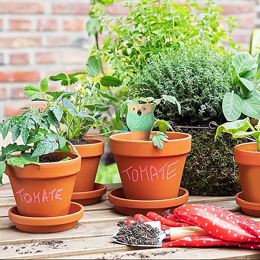 4 Pack Terracotta Watering Spikes, Vacation Self-Watering Planters Devices - Continuous Moisture with Slow Release Watering System - Perfect for Indoor Outdoor Plants (Owl Shape)