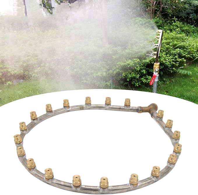 Multifunctional Annular Nozzle, G3/8 Female Thread Multi Head Ring Shaped Atomizing Nozzle, Rotating Nozzle for Garden Agricultural Irrigation(20 heads Heart shape)