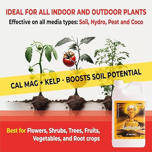 Cal Mag for Plants and Kelp Fertilizer for Plants. Use as Soil, Coco Coir, and Hydroponic Nutrients Plant Food - Earth force 2-0-0 - Calmag Plant Fertilizer Indoor Potted Plants - 1.28 Gallon (163 OZ)