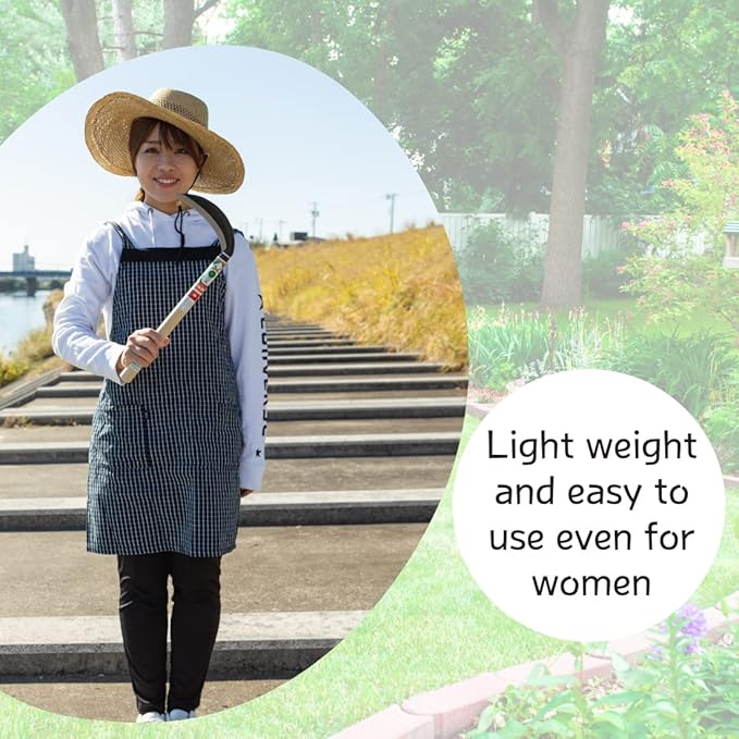 Japanese Weeding Sickle (Middle Thick Blade), High Grade Steel Blade (Blue Steel No.2) Hand Tool for Gardening, Weeding and Farming, Light Weight, Blade Length 7.09inch