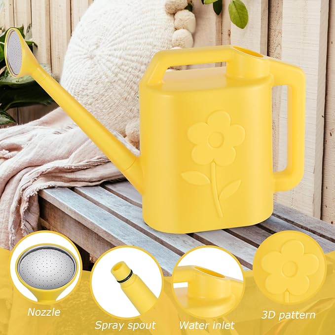 2 Gallon Watering Can for Indoor Plants, Garden Watering Cans for Outdoor Plant House Flower, Modern Plant Watering Can Large Long Spout with Sprinkler Head