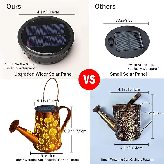 VOOKRY Solar Lights Outdoor Decoration, Large Hanging Metal Solar Watering Can Lights Waterproof Sunflower Garden Decor Yard Lights Outside for Porch Lawn Patio, Birthday Gifts for Women Mom Grandma