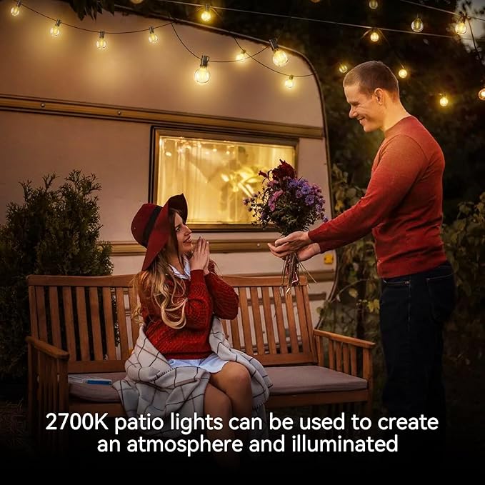 XURISEN Outdoor String Lights, 33FT LED Patio Lights for Outside 15 Shatterproof G40 Globe Bulbs UL Listed IP65 Waterproof Hanging Lighting for Backyard Balcony Bistro Party Decor