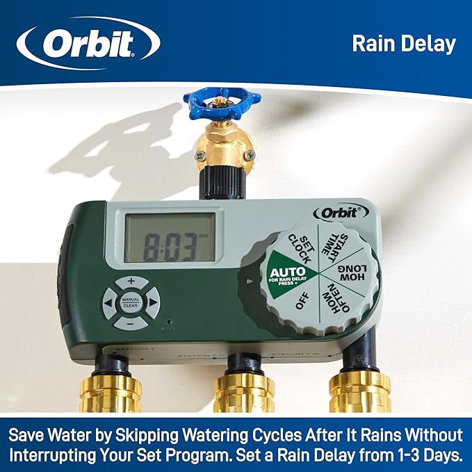 Orbit 56082 3-Outlet Hose Watering Timer, Green (3 Outlet)