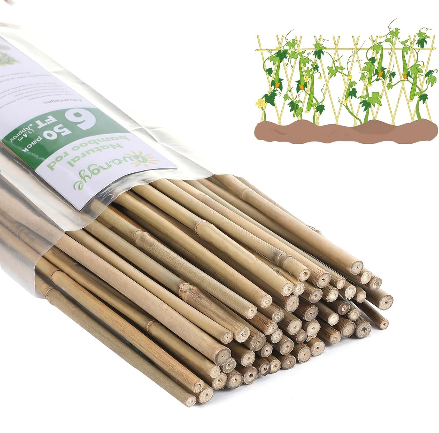 Plant Bamboo Post,6Feet,Bamboo Garden Stakes,50PcsBamboo Stakes,for Tomato,Beans,Vegetable and Flowers, Potted Plants,Indoor and Outdoor Climbing Plants