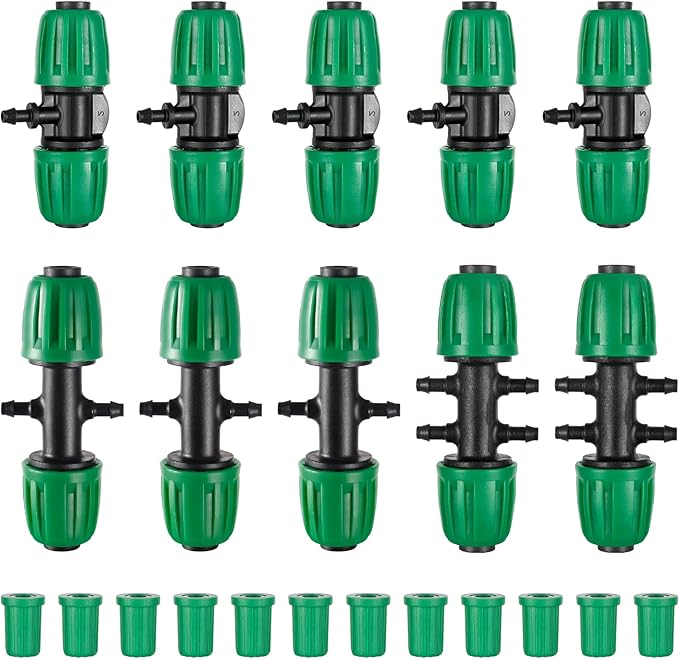 1/2 inch Tubing (1/2" ID x0.6-0.63" OD) 16mm to 1/4 inch Irrigation Tube Anti-Drop Barbed Hose Fittings (Fits 13mm ID / 4mm ID) (1/2 to 1/4 inch Fittings Kit)