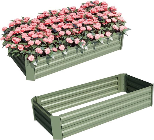 Aoodo 4 x 2 x 1 ft Raised Garden Bed for Patio Garden Lawn, Bed Only, Set of 2
