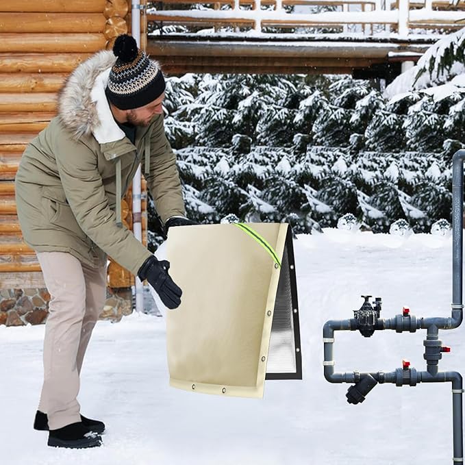 Opening Backflow Preventer Pipe Insulation Cover,Irrigation Sprinkler Valve Cover,Water Well Pump Cover,Sturdy 5 Layers Hydrant Cover for Winter Freeze Protection