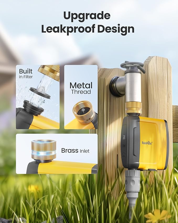 RAINPOINT WiFi Water Timer, Smart Sprinkler Timer Hose Timer WiFi Irrigation Controller, Wireless Watering System Valve, APP & Voice Control, Weather-Based Automatic Rain Delay, Brass Inlet