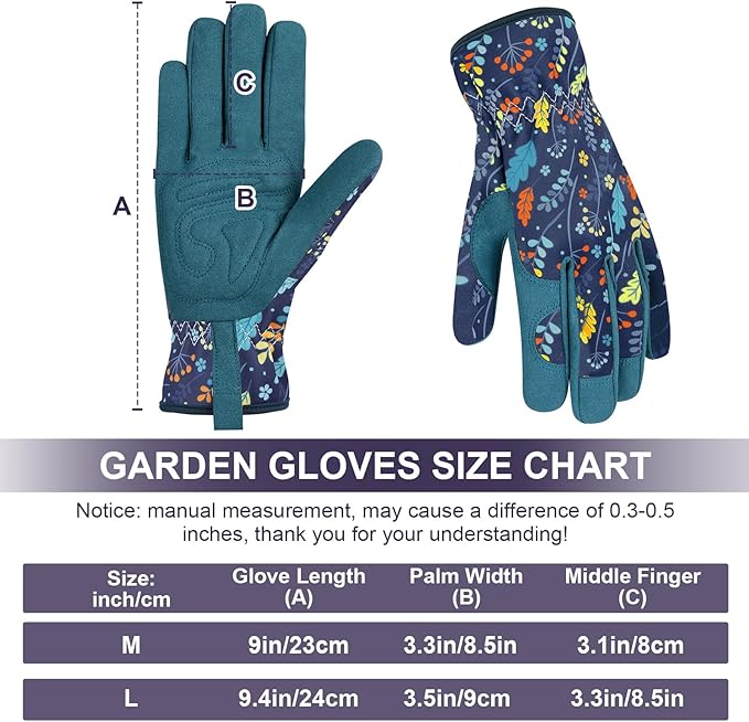 Womens Gardening Weeding Working Gloves, Leather Garden Glove for Women Thorn Proof No Stab for Digging, Planting,Pruning
