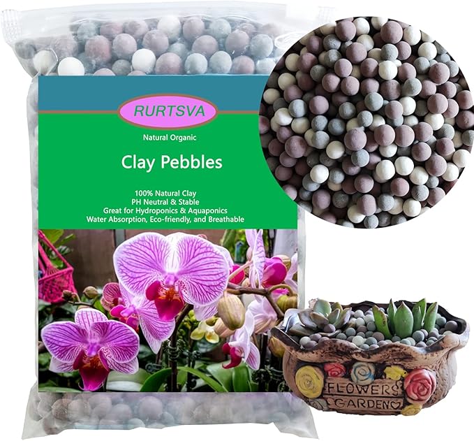 Natural Organic Colorful Leca Balls 2LBS for Plants, 8mm-10mm Ceramsite Clay Pebbles Indoor Potting Garden Soil for Orchid, Succulents, Hydroponics, Decoration, Drainage (2LBS, Primary Color, 1)