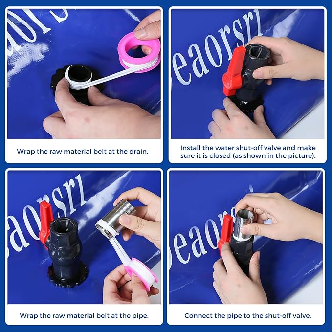 Water Storage Bladder with Two Different Sizes of Pipes,Portable Large Capacity Water Bladder Tank,100gallons, Foldable Water Storage Tank for RV,Camping, Agricultural Irrigation,Garden Watering