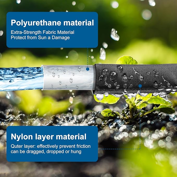 Flat Soaker Hose 50FT*2 Lightweight and Flexible Irrigation Solution for Garden Beds Flower Beds and Lawns (100FT)