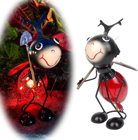 Solar Garden Statue Ladybug Decor,Outdoor Decorative Tabletop Lanterns,Outdoor Ladybug Figurines Decorations for Patio Yard Lawn Ornaments,Birthday Gifts for Mom Women Grandma