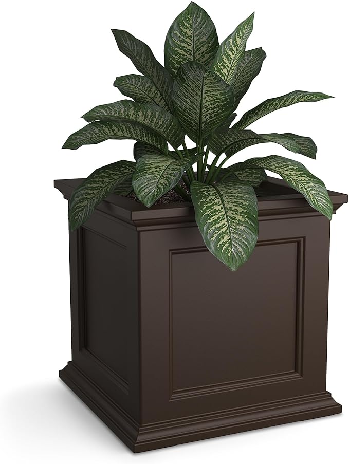 Mayne Fairfield 20-Inch Square Planter – Self-Watering, Weather-Resistant Planter for Flowers – Durable Outdoor Design for Patio, Porch, or Entryway