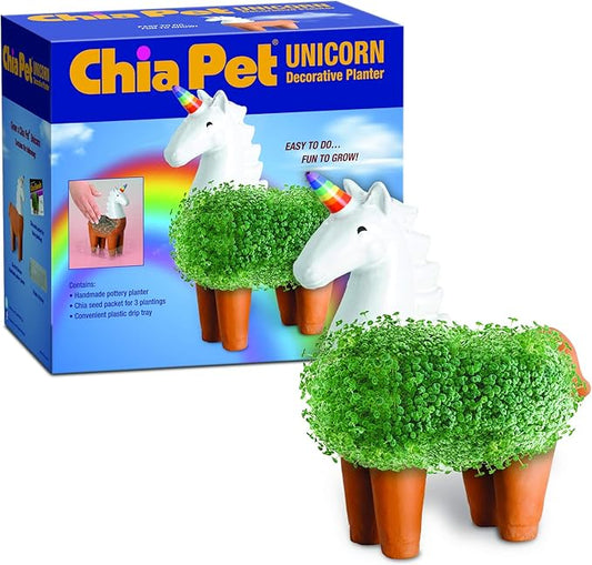 Chia Pet Unicorn with Seed Pack, Decorative Pottery Planter, Easy to Do and Fun to Grow, Novelty Gift, Perfect for Any Occasion