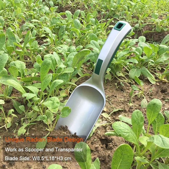 Large Potting Soil Scoop, Kbenison Garden Trowel, Bent-Proof Gardening Hand Shovel, Fertilizer Feed Scooper, One-Piece Aluminum, Ergonomic Handle