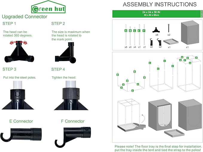 2x2 Grow Tent, 24"x24"x36" 600D Mylar Hydroponic Growing Tents for Plants Inside Reflective Grow Tent Growing Room Hydroponic System