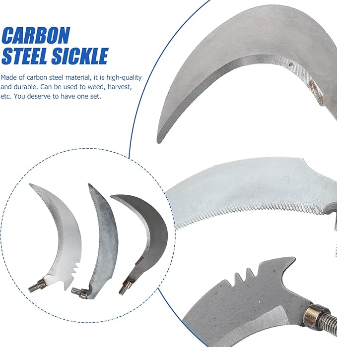 DOITOOL Gardening Sickle 6pcs Carbon Harvest Weeder Weeders Handle Heads Sickles Hand Replacement Steel Tools Chopping Fishing Parts Manual Gardening Without Accessories Weeding Supplies