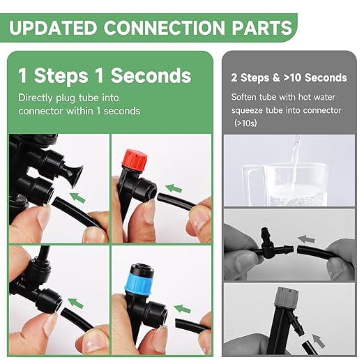 Quick-Connect 200FT Drip Irrigation System Kit, Automatic Garden Plant Watering System for Greenhouse, Yard, Lawn, with 1/2 inch 1/4 inch Irrigation Tubing Hose and Accessories