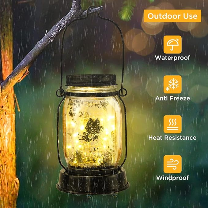 kyoryuger Butterfly Solar Lanterns, Gifts for Women Mom Grandma, Christmas Mom Gifts, Unique Birthday Gifts for Butterfly Lovers, Solar Garden Decoration Outside for Yard, Patio,Backyard,Porch