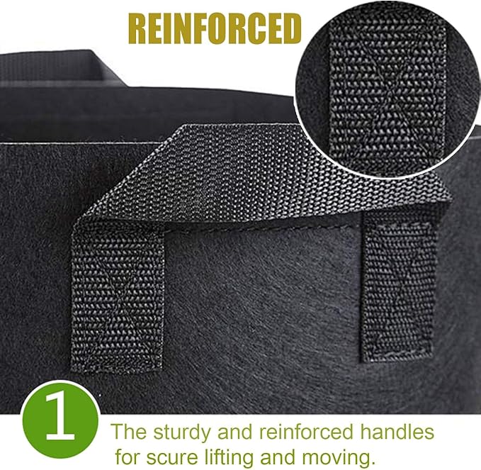 24-Pack 7 Gallon Grow Bags, Heavy Duty Thickened Non-Woven Plant Fabric Pots with Reinforced Handles