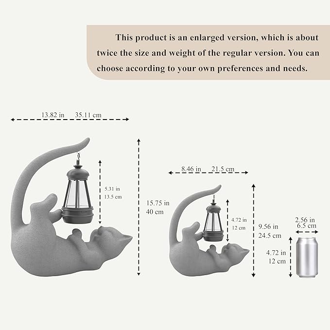 Solar Cat Garden Statue 15 Inch Porch Patio Decor for Outside Yard Decoration Outdoor Unique Housewarming Gardening Birthday Gifts for Cat Lovers Women Grandma