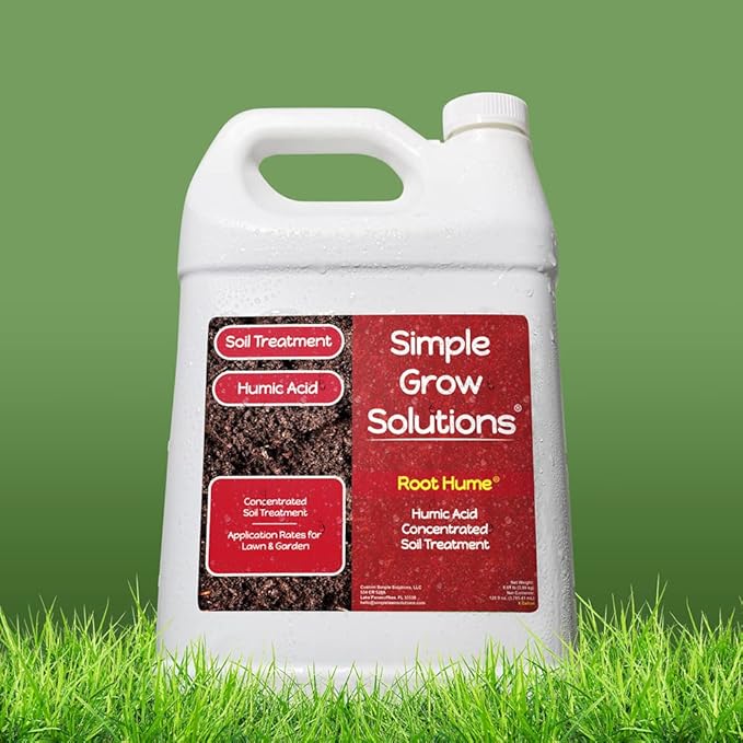 Simple Lawn Solutions Root Hume- Simple Grow Solutions - Concentrated Humic Acid - Liquid Carbon - Simple Grow Solutions- Natural Lawn & Garden Treatment - Plant Food Enhancer- Turf Grass Soil Conditioner (1 Gallon)
