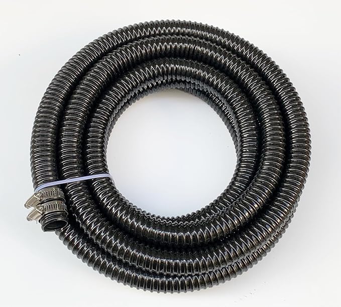 Pond Tubing 1 1/2 inch Id Black Plastic Corrugated Water Hose Strong Flexible Sump Pump Drain Hose 20Ft