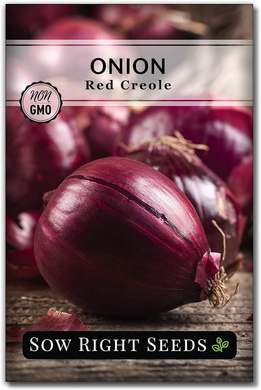 Sow Right Seeds - Red Creole Onion Seeds for Planting - Non-GMO Heirloom Packet with Instructions to Plant a Home Vegetable Garden - Grow Classic Purple Onions, Essential for Cooking (1)
