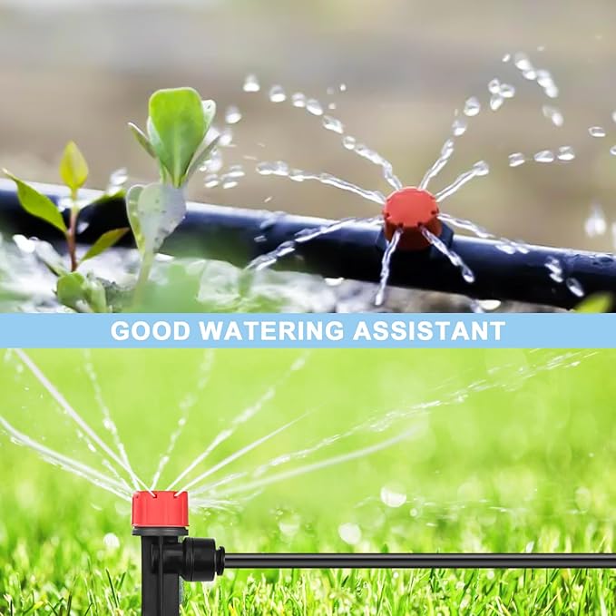 25PCS Easy-Connect Drip Irrigation Emitters, Drip Emitters for 1/4 inch Irrigation Tubing, Adjustable Water Flow Drippers Emitters with Stake(25PCS,Drip Irrigation)