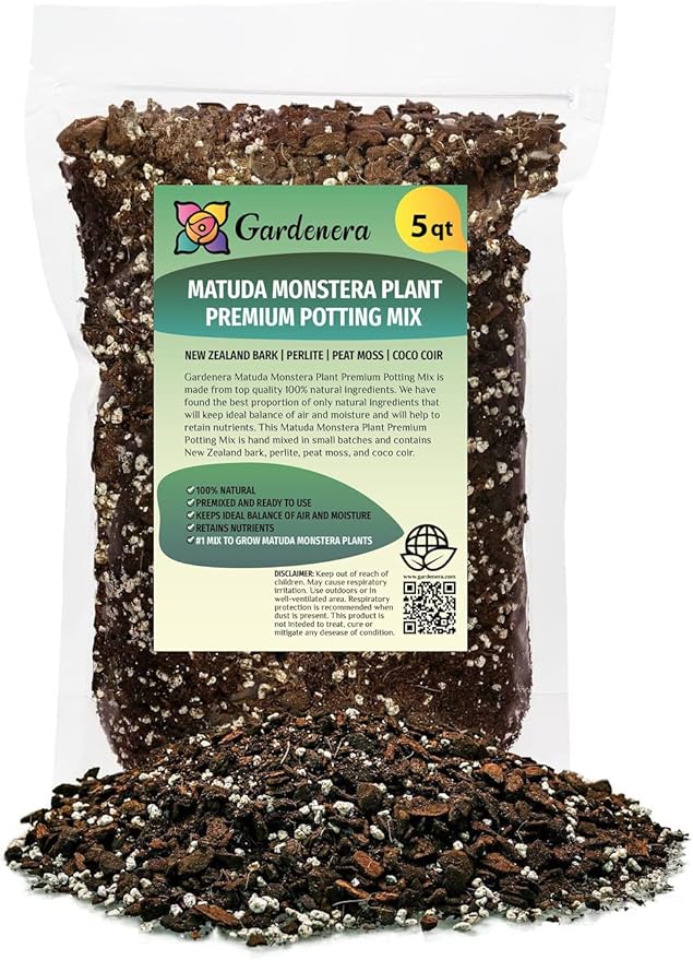 Monstera Siltepecana Matuda Potting Mix - Retains Moisture and Enhances Root Growth - 5 Quart