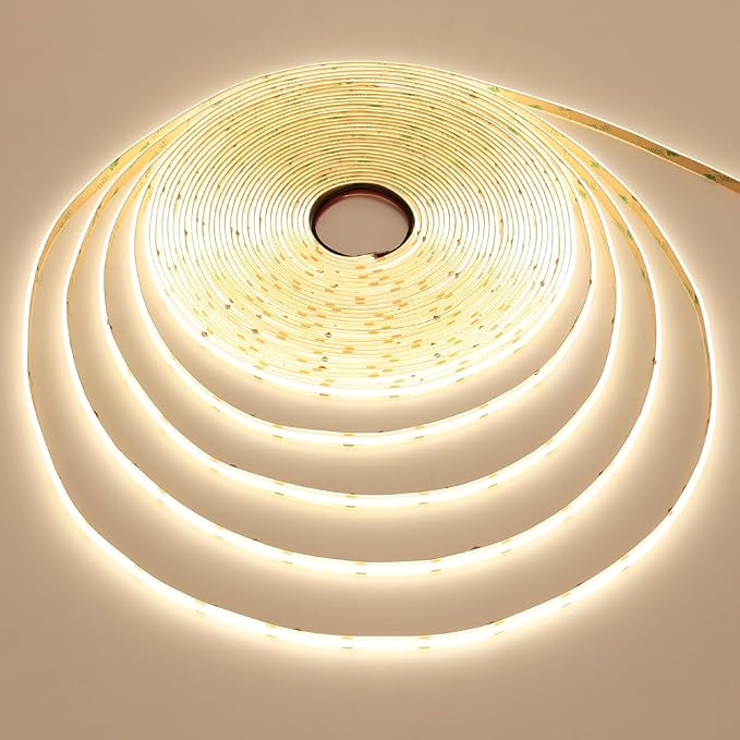15M/49.2ft 24V COB LED Strip Light Waterproof IP65 Natural White 4000K Uniform Glow 5760LEDs CRI 93+ Flexible LED Tape Lights for DIY Cabinet Bedroom Kitchen Home Decor(No Power Supply)