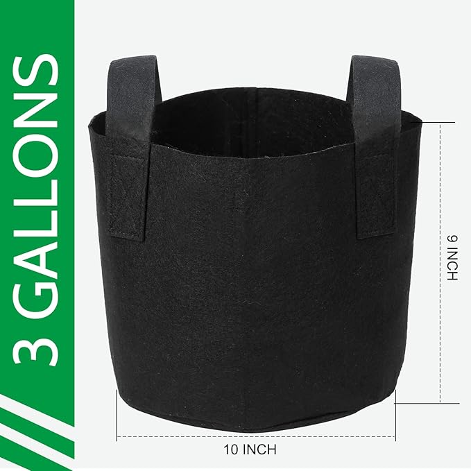 JERIA 24-Pack 3 Gallon Nonwoven Grow Bags, Plant Grow Bags，Heavy Duty Aeration Fabric Pots with Durable Handles, Come with 24 Pcs Plant Labels