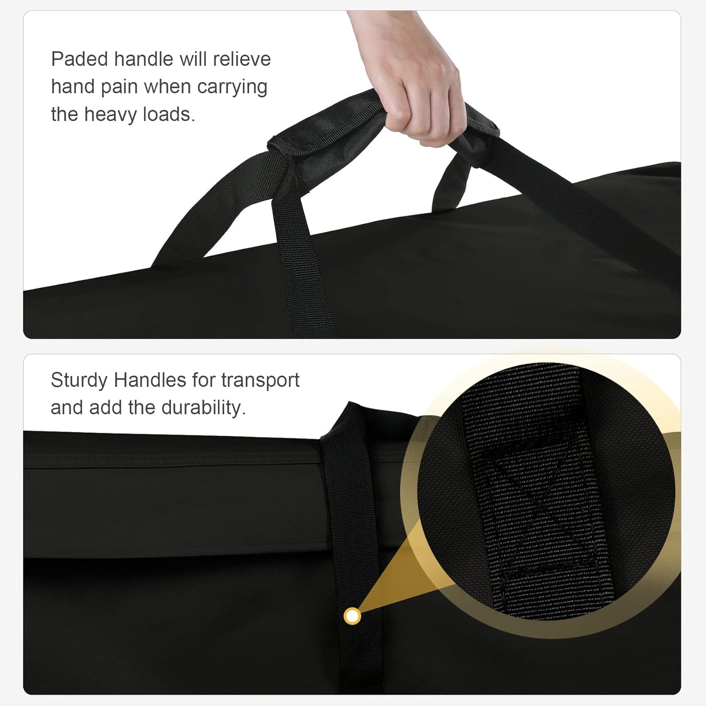 Porch Shield Outdoor Cushion Storage Bag 62 inch Waterproof Outside Storage Bags for Patio Furniture with Zippers and Handles Black