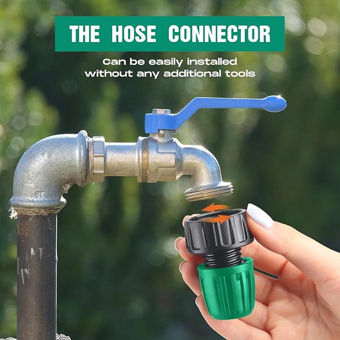 32 Pcs 1/2" Tubing Irrigation Fittings Kit 1/2" ID x 0.6-0.63" OD 16 mm Drip Irrigation Barbed Connectors 4 Switch Valves, 8 Tees, 8 Couplings, 4 Elbows, 4 Ends, 4 Adapters (Green)