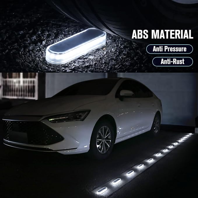 Honalia Solar Driveway Lights Outdoor 6 Pack, Dock Lights Solar Powered Waterproof IP68, Solar Deck Lights Cool White Driveway Markers Concrete Step Lights for Driveway Deck Stairs Marine Dock Runway