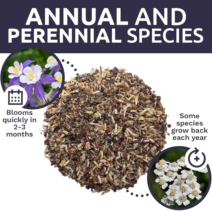 Deer Resistant Wildflower Seed Mixture - Bulk 1 Ounce Packet - Over 15,000 Deer Tolerant Seeds - Open Pollinated and Non GMO